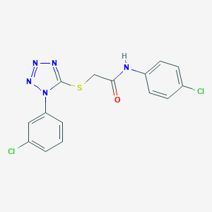 molecular formula C15H11Cl2N5OS B302691 N-(4-chlorophenyl)-2-{[1-(3-chlorophenyl)-1H-tetraazol-5-yl]sulfanyl}acetamide 