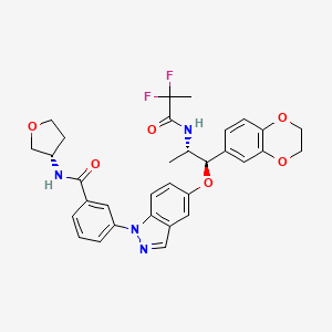 3-(5-((1R,2S)-2-(2,2-Difluoropropanamido)-1-(2,3-dihydrobenzo[b][1,4]dioxin-6-yl)propoxy)-1H-indazol-1-yl)-N-((S)-tetrahydrofuran-3-yl)benzamide