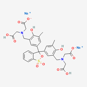 molecular formula C31H30N2Na2O13S B3026985 Sodium 2,2'-(((3-(1-((bis(carboxymethyl)amino)methyl)-3-(3-hydroxy-4-methylphenyl)-1,1-dioxido-1,3-dihydro-1l3-benzo[c][1,2]oxathiol-3-yl)-1-hydroxy-6-methylcyclohexa-2,4-dien-1-yl)methyl)azanediyl)diacetate CAS No. 1202864-39-8