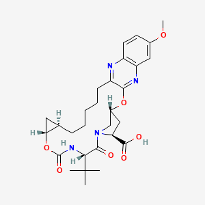 8H-7,10-Methanocyclopropa[18,19][1,10,3,6]dioxadiazacyclononadecino[11,12-b]quinoxaline-8-carboxylic acid, 5-(1,1-dimethylethyl)-1,1a,3,4,5,6,9,10,18,19,20,21,22,22a-tetradecahydro-14-methoxy-3,6-dioxo-, (1aR,5S,8S,10R,22aR)-