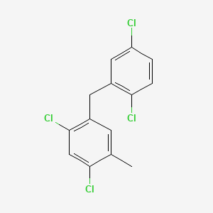 molecular formula C14H10Cl4 B3027008 Benzene, 1,5-dichloro-2-((2,5-dichlorophenyl)methyl)-4-methyl- CAS No. 121107-46-8