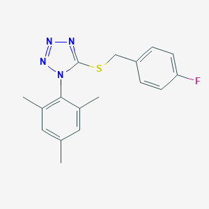 molecular formula C17H17FN4S B302702 5-[(4-fluorobenzyl)sulfanyl]-1-mesityl-1H-tetraazole 