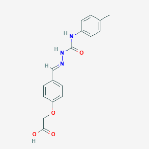 molecular formula C17H17N3O4 B302703 {4-[(E)-{2-[(4-methylphenyl)carbamoyl]hydrazinylidene}methyl]phenoxy}acetic acid 