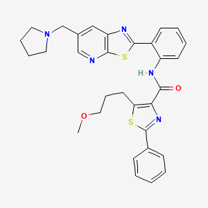 molecular formula C31H31N5O2S2 B3027058 5-(3-甲氧基丙基)-2-苯基-N-[2-[6-(吡咯烷-1-基甲基)-[1,3]噻唑并[5,4-b]吡啶-2-基]苯基]-1,3-噻唑-4-甲酰胺 CAS No. 1231952-55-8