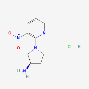 molecular formula C9H13ClN4O2 B3027068 (R)-1-(3-Nitropyridin-2-yl)pyrrolidin-3-amine hydrochloride CAS No. 1233859-86-3