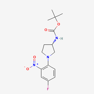 molecular formula C15H20FN3O4 B3027069 (S)-tert-Butyl 1-(4-fluoro-2-nitrophenyl)pyrrolidin-3-ylcarbamate CAS No. 1233859-90-9