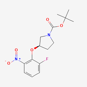 molecular formula C15H19FN2O5 B3027078 (R)-叔丁基3-(2-氟-6-硝基苯氧基)吡咯烷-1-羧酸酯 CAS No. 1233860-17-7