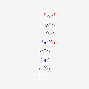 molecular formula C19H26N2O5 B3027113 tert-Butyl 4-[4-(methoxycarbonyl)benzamido]piperidine-1-carboxylate CAS No. 1233952-85-6