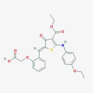 molecular formula C24H23NO7S B302712 2-[2-[(Z)-[5-(4-ethoxyanilino)-4-ethoxycarbonyl-3-oxothiophen-2-ylidene]methyl]phenoxy]acetic acid 