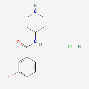 molecular formula C12H16ClFN2O B3027144 3-Fluoro-N-(piperidine-4-yl)benzamide hydrochloride CAS No. 1233955-48-0