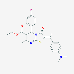 molecular formula C25H24FN3O3S B302717 ethyl 2-[4-(dimethylamino)benzylidene]-5-(4-fluorophenyl)-7-methyl-3-oxo-2,3-dihydro-5H-[1,3]thiazolo[3,2-a]pyrimidine-6-carboxylate 