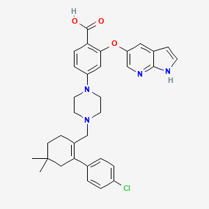 molecular formula C33H35ClN4O3 B3027179 2-((1H-Pyrrolo[2,3-b]pyridin-5-yl)oxy)-4-(4-((4'-chloro-5,5-dimethyl-3,4,5,6-tetrahydro-[1,1'-biphenyl]-2-yl)methyl)piperazin-1-yl)benzoic acid CAS No. 1235865-77-6