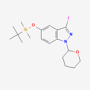 5-((tert-Butyldimethylsilyl)oxy)-3-iodo-1-(tetrahydro-2H-pyran-2-yl)-1H-indazole