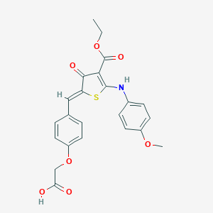 molecular formula C23H21NO7S B302726 2-[4-[(Z)-[4-ethoxycarbonyl-5-(4-methoxyanilino)-3-oxothiophen-2-ylidene]methyl]phenoxy]acetic acid 