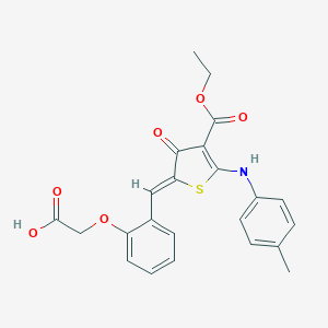 molecular formula C23H21NO6S B302728 2-[2-[(Z)-[4-ethoxycarbonyl-5-(4-methylanilino)-3-oxothiophen-2-ylidene]methyl]phenoxy]acetic acid 