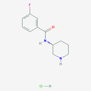 molecular formula C12H16ClFN2O B3027329 (R)-3-氟-N-(哌啶-3-基)苯甲酰胺盐酸盐 CAS No. 1286207-73-5