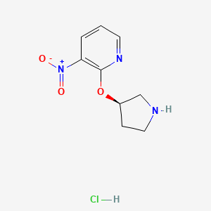 molecular formula C9H12ClN3O3 B3027345 （R）-3-硝基-2-(吡咯烷-3-氧基)吡啶盐酸盐 CAS No. 1286208-33-0