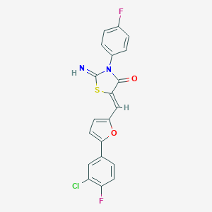 molecular formula C20H11ClF2N2O2S B302736 5-{[5-(3-Chloro-4-fluorophenyl)-2-furyl]methylene}-3-(4-fluorophenyl)-2-imino-1,3-thiazolidin-4-one 