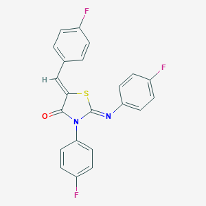 molecular formula C22H13F3N2OS B302740 5-(4-Fluorobenzylidene)-3-(4-fluorophenyl)-2-[(4-fluorophenyl)imino]-1,3-thiazolidin-4-one 