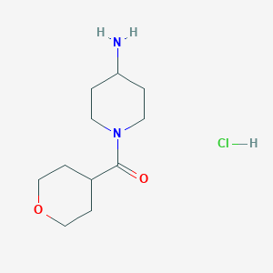 molecular formula C11H21ClN2O2 B3027409 (4-Aminopiperidin-1-yl)(tetrahydro-2H-pyran-4-yl)methanone hydrochloride CAS No. 1286273-05-9