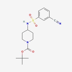 molecular formula C17H23N3O4S B3027414 叔丁基 4-(3-氰基苯磺酰氨基)哌啶-1-羧酸酯 CAS No. 1286273-69-5