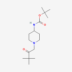 molecular formula C16H30N2O3 B3027419 叔丁基 1-(3,3-二甲基-2-氧代丁基)哌啶-4-基氨基甲酸酯 CAS No. 1286273-97-9