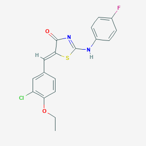 molecular formula C18H14ClFN2O2S B302744 (5Z)-5-[(3-chloro-4-ethoxyphenyl)methylidene]-2-(4-fluoroanilino)-1,3-thiazol-4-one 