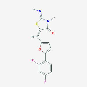 molecular formula C16H12F2N2O2S B302748 5-{[5-(2,4-Difluorophenyl)-2-furyl]methylene}-3-methyl-2-(methylimino)-1,3-thiazolidin-4-one 