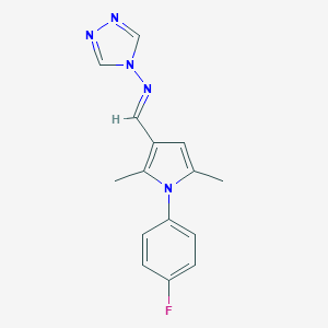 molecular formula C15H14FN5 B302752 N-{(E)-[1-(4-fluorophenyl)-2,5-dimethyl-1H-pyrrol-3-yl]methylidene}-4H-1,2,4-triazol-4-amine 