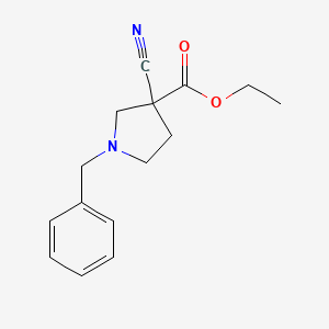 molecular formula C15H18N2O2 B3027523 Ethyl 1-benzyl-3-cyanopyrrolidine-3-carboxylate CAS No. 1312815-01-2