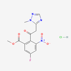 Methyl 5-fluoro-2-(2-(1-methyl-1H-1,2,4-triazol-5-yl)acetyl)-3-nitrobenzoate hydrochloride