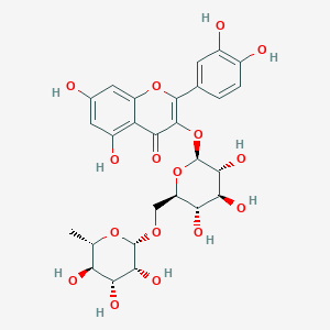 molecular formula C27H30O16 B3027578 2-(3,4-dihydroxyphenyl)-5,7-dihydroxy-3-[(2S,3R,4S,5S,6R)-3,4,5-trihydroxy-6-[[(2S,3R,4R,5R,6S)-3,4,5-trihydroxy-6-methyloxan-2-yl]oxymethyl]oxan-2-yl]oxychromen-4-one CAS No. 1340-08-5