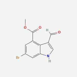 molecular formula C11H8BrNO3 B3027629 6-溴-3-甲酰-1H-吲哚-4-甲酸甲酯 CAS No. 1353636-63-1