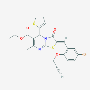 molecular formula C24H19BrN2O4S2 B302763 ethyl 2-[5-bromo-2-(2-propynyloxy)benzylidene]-7-methyl-3-oxo-5-(2-thienyl)-2,3-dihydro-5H-[1,3]thiazolo[3,2-a]pyrimidine-6-carboxylate 