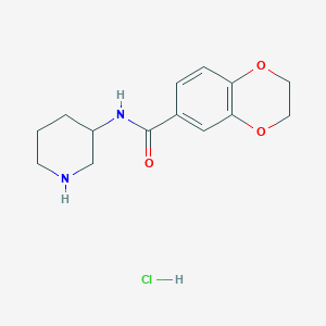 molecular formula C14H19ClN2O3 B3027634 N-(哌啶-3-基)-2,3-二氢苯并[b][1,4]二噁英-6-甲酰胺盐酸盐 CAS No. 1353948-20-5