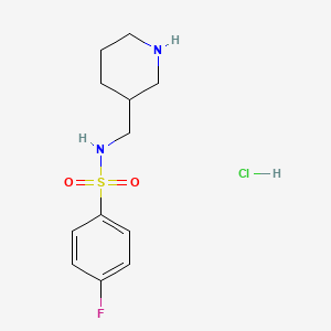 molecular formula C12H18ClFN2O2S B3027651 4-Fluoro-N-(piperidin-3-ylmethyl)benzenesulfonamide hydrochloride CAS No. 1353971-00-2