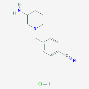 molecular formula C13H18ClN3 B3027652 4-((3-Aminopiperidin-1-yl)methyl)benzonitrile hydrochloride CAS No. 1353972-48-1