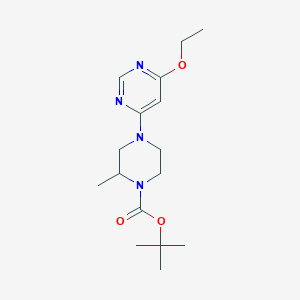 molecular formula C16H26N4O3 B3027655 叔丁基 4-(6-乙氧基嘧啶-4-基)-2-甲基哌嗪-1-甲酸酯 CAS No. 1353972-65-2