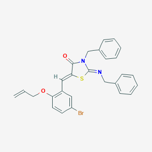 molecular formula C27H23BrN2O2S B302767 5-[2-(Allyloxy)-5-bromobenzylidene]-3-benzyl-2-(benzylimino)-1,3-thiazolidin-4-one 