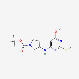 molecular formula C15H24N4O3S B3027676 叔丁基 3-((6-甲氧基-2-(甲硫基)嘧啶-4-基)氨基)吡咯烷-1-甲酸酯 CAS No. 1353987-53-7
