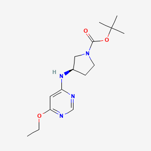 molecular formula C15H24N4O3 B3027687 (R)-tert-Butyl 3-((6-ethoxypyrimidin-4-yl)amino)pyrrolidine-1-carboxylate CAS No. 1354020-91-9