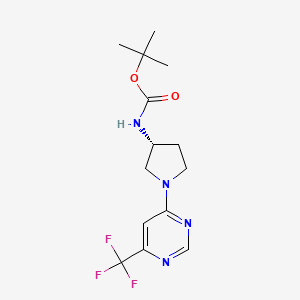 molecular formula C14H19F3N4O2 B3027715 (R)-叔丁基 (1-(6-(三氟甲基)嘧啶-4-基)吡咯烷-3-基)氨基甲酸酯 CAS No. 1365936-83-9
