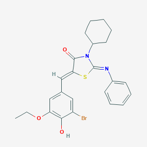 molecular formula C24H25BrN2O3S B302773 5-(3-Bromo-5-ethoxy-4-hydroxybenzylidene)-3-cyclohexyl-2-(phenylimino)-1,3-thiazolidin-4-one 