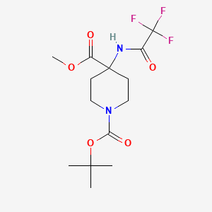 molecular formula C14H21F3N2O5 B3027748 Methyl N-Boc-4-(trifluoroacetylamino)piperidine-4-carboxylate CAS No. 1375064-57-5