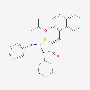 molecular formula C29H30N2O2S B302779 3-Cyclohexyl-5-[(2-isopropoxy-1-naphthyl)methylene]-2-(phenylimino)-1,3-thiazolidin-4-one 