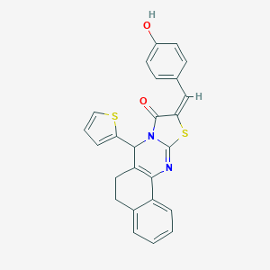 molecular formula C25H18N2O2S2 B302781 10-(4-hydroxybenzylidene)-7-(2-thienyl)-5,7-dihydro-6H-benzo[h][1,3]thiazolo[2,3-b]quinazolin-9(10H)-one 