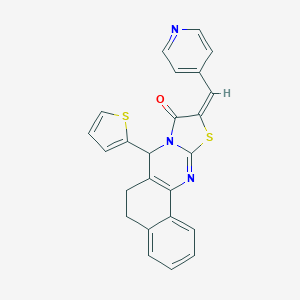 molecular formula C24H17N3OS2 B302783 10-(4-pyridinylmethylene)-7-(2-thienyl)-5,7-dihydro-6H-benzo[h][1,3]thiazolo[2,3-b]quinazolin-9(10H)-one 