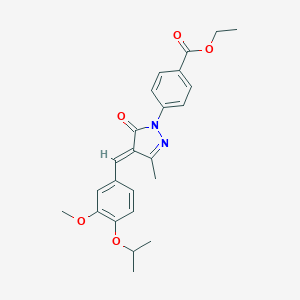 molecular formula C24H26N2O5 B302784 ethyl 4-[4-(4-isopropoxy-3-methoxybenzylidene)-3-methyl-5-oxo-4,5-dihydro-1H-pyrazol-1-yl]benzoate 