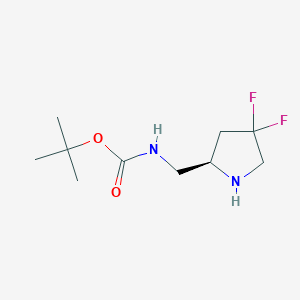 molecular formula C10H18F2N2O2 B3027841 tert-butyl N-{[(2R)-4,4-difluoropyrrolidin-2-yl]methyl}carbamate CAS No. 1407991-26-7