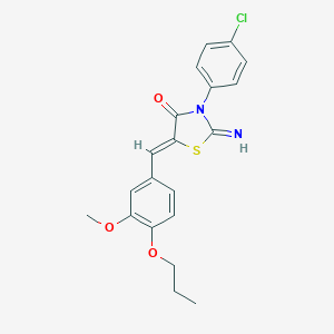 molecular formula C20H19ClN2O3S B302786 3-(4-Chlorophenyl)-2-imino-5-(3-methoxy-4-propoxybenzylidene)-1,3-thiazolidin-4-one 